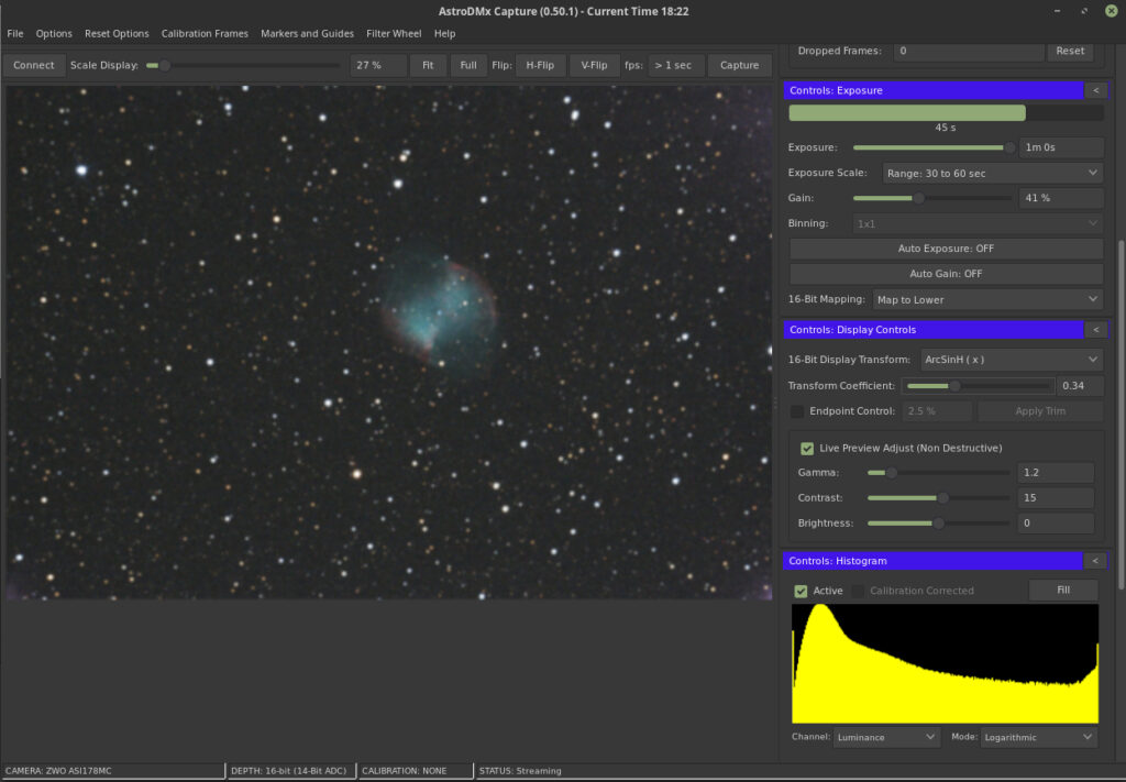 Screenshot of AstroDMx Capture